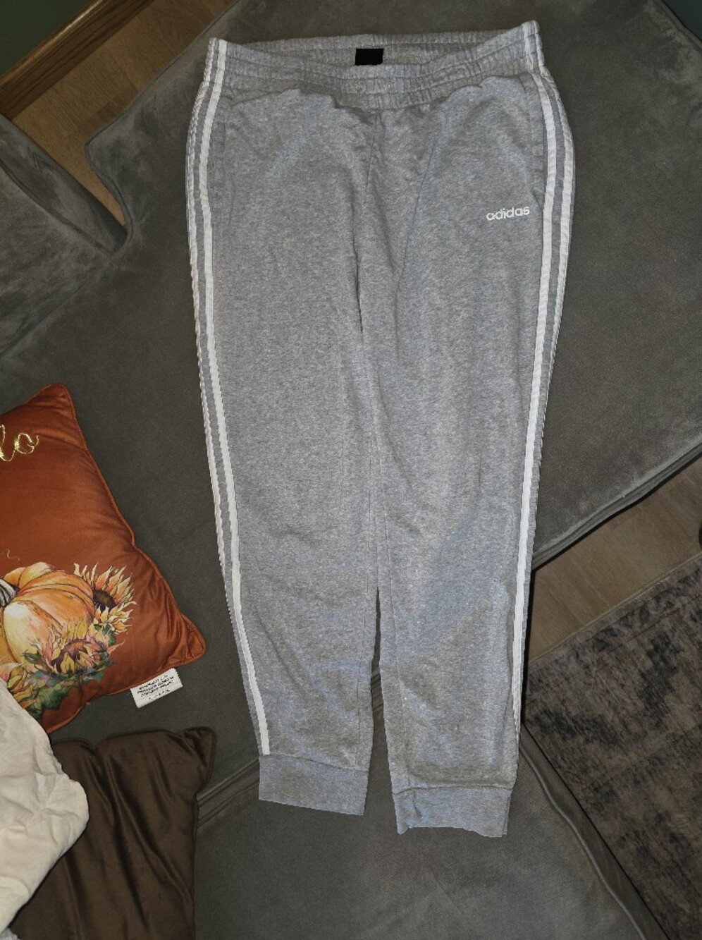 Adidas Gray Womens Joggers with White Side Stripes